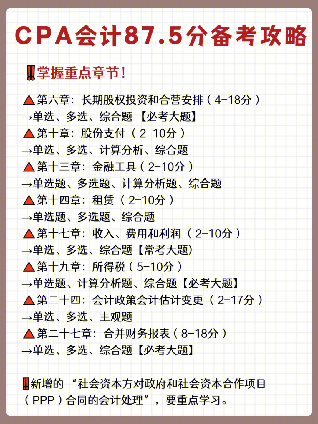 96注会cpa会计作为注会cpa考试难度比较大的科目,很多集美在备考的