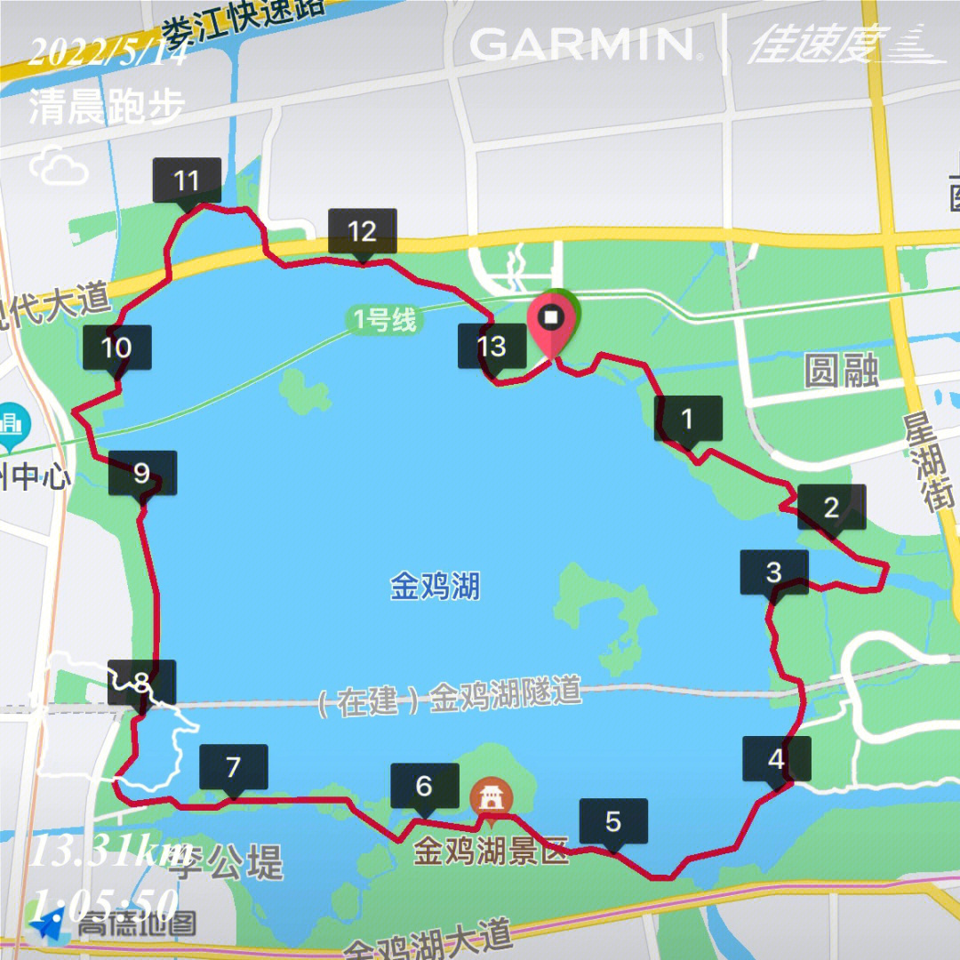 金鸡湖跑道线路图图片