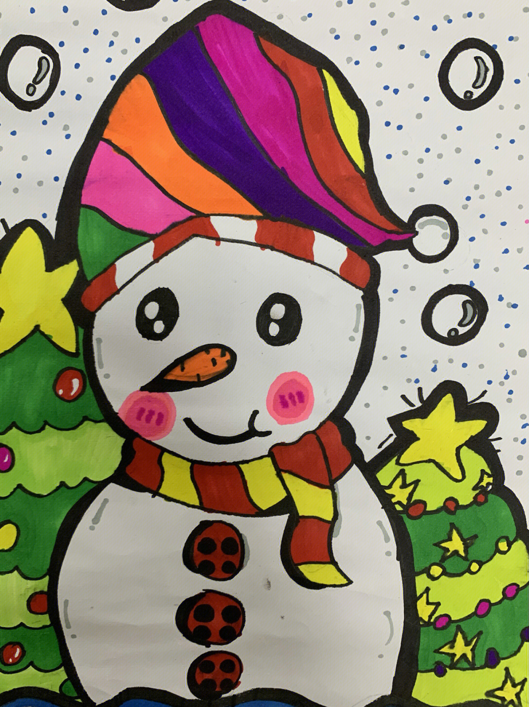 孩子们画的雪人