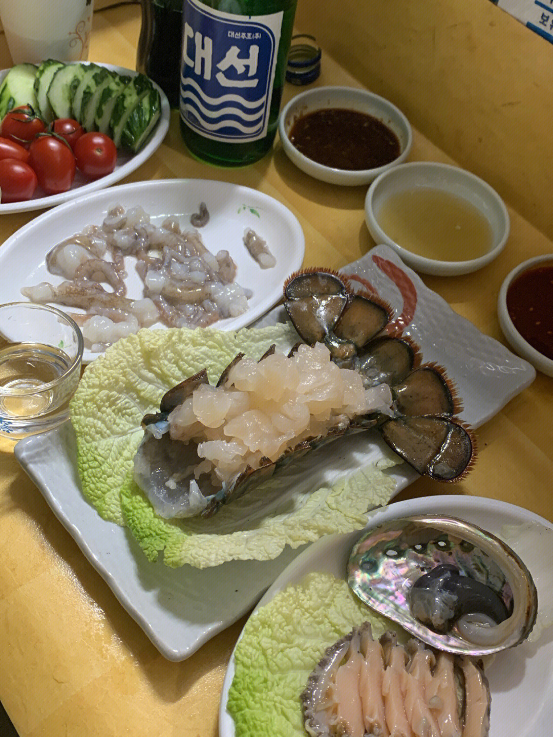 釜山海云台龙虾刺身