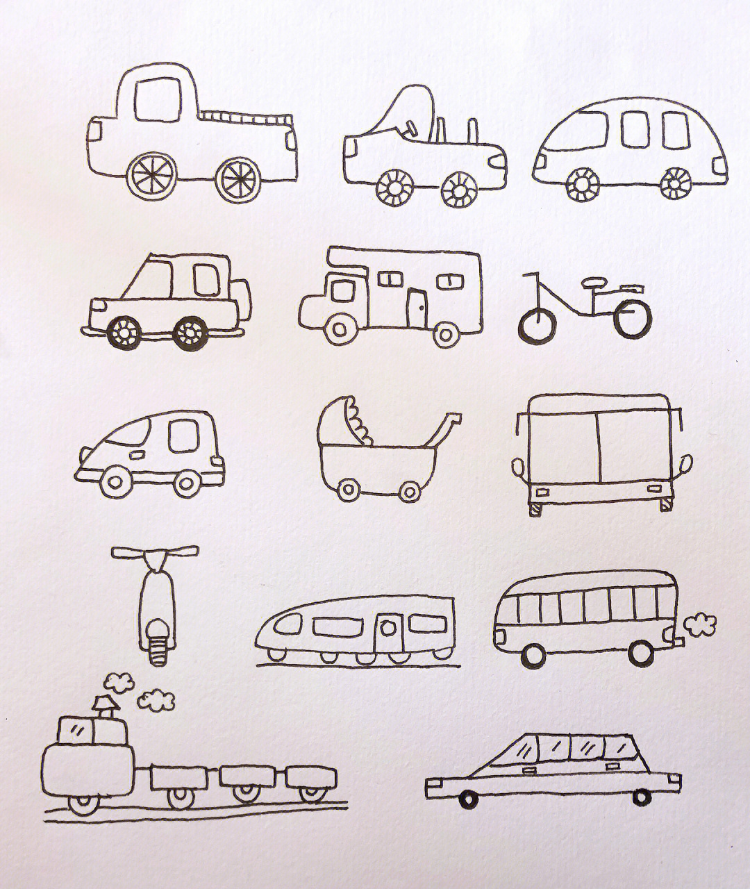 所有车车简单画法图片
