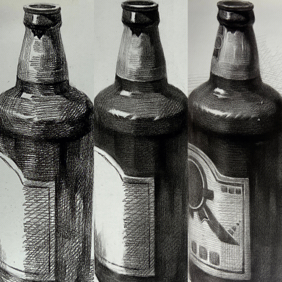 酒瓶的画法素描图片