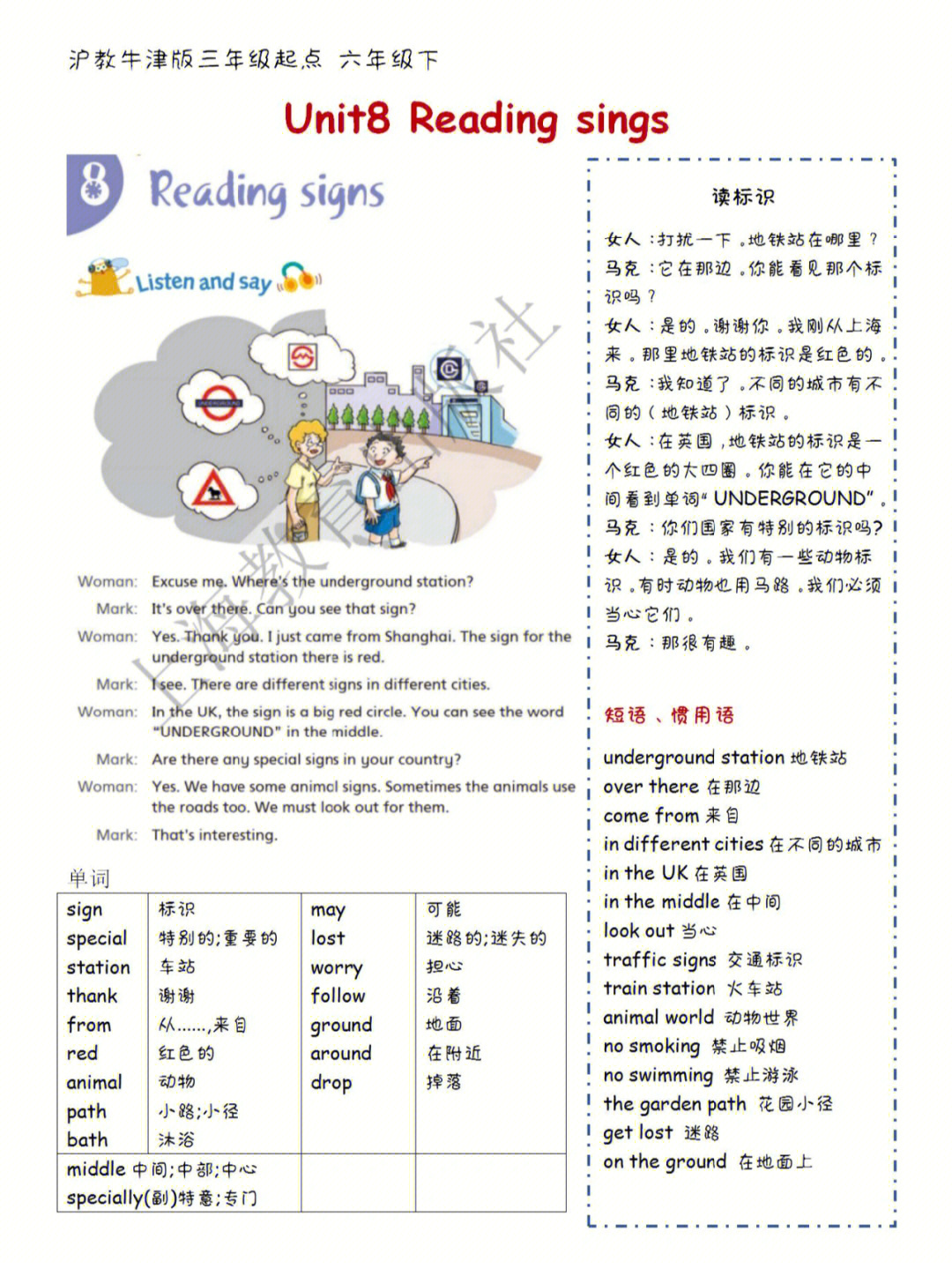 小学英语沪教版牛津英语六年级下unit8