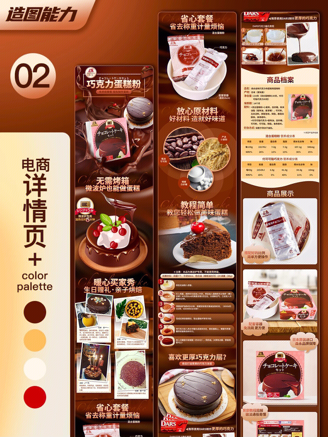 商品图片精修 详情页设计巧克力蛋糕粉产品图设计(作品已商用)