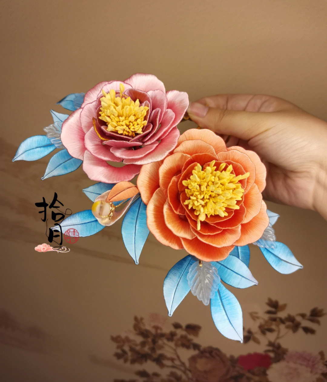 牡丹花缠花纸型图片