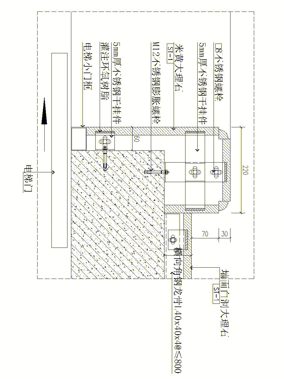 不锈钢门套节点大样图图片