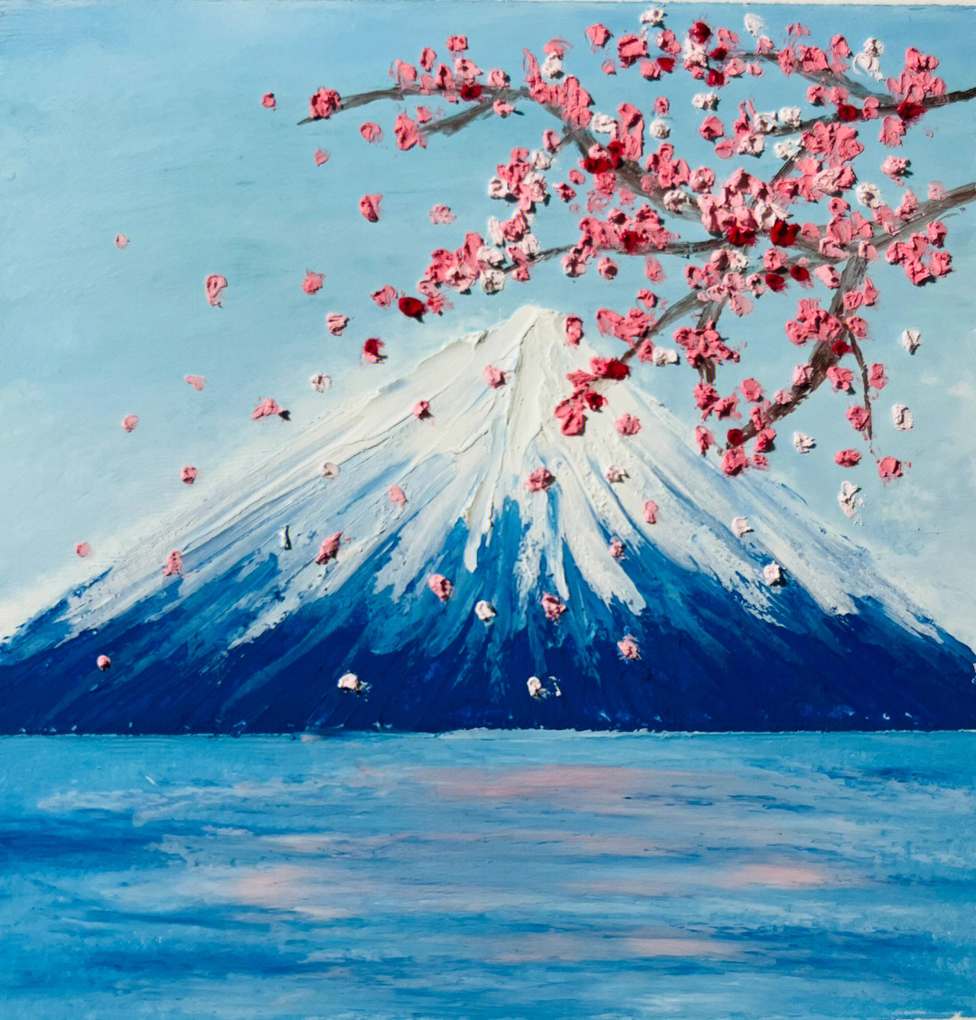 富士山油画教程图片
