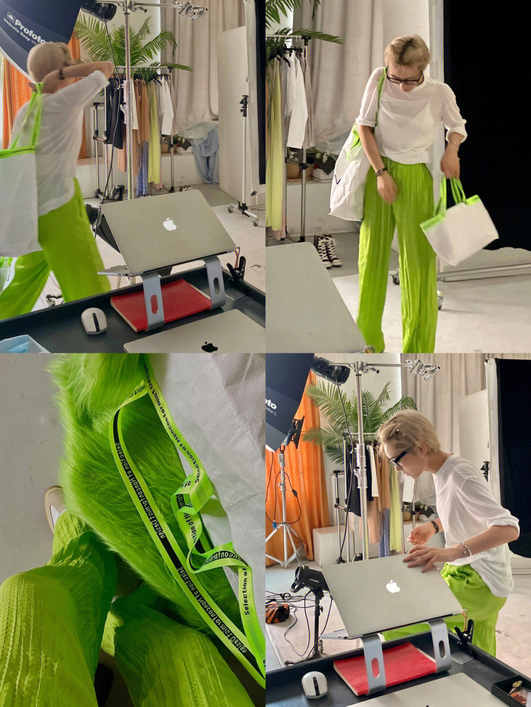 荧光绿裤子搭配图片图片