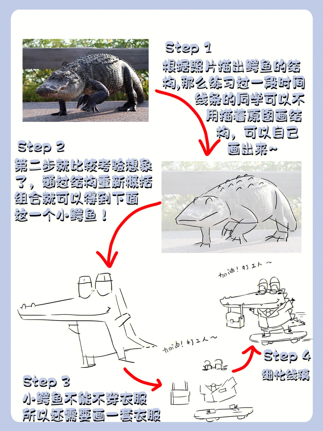 零基础插画教学丨小鳄鱼画法