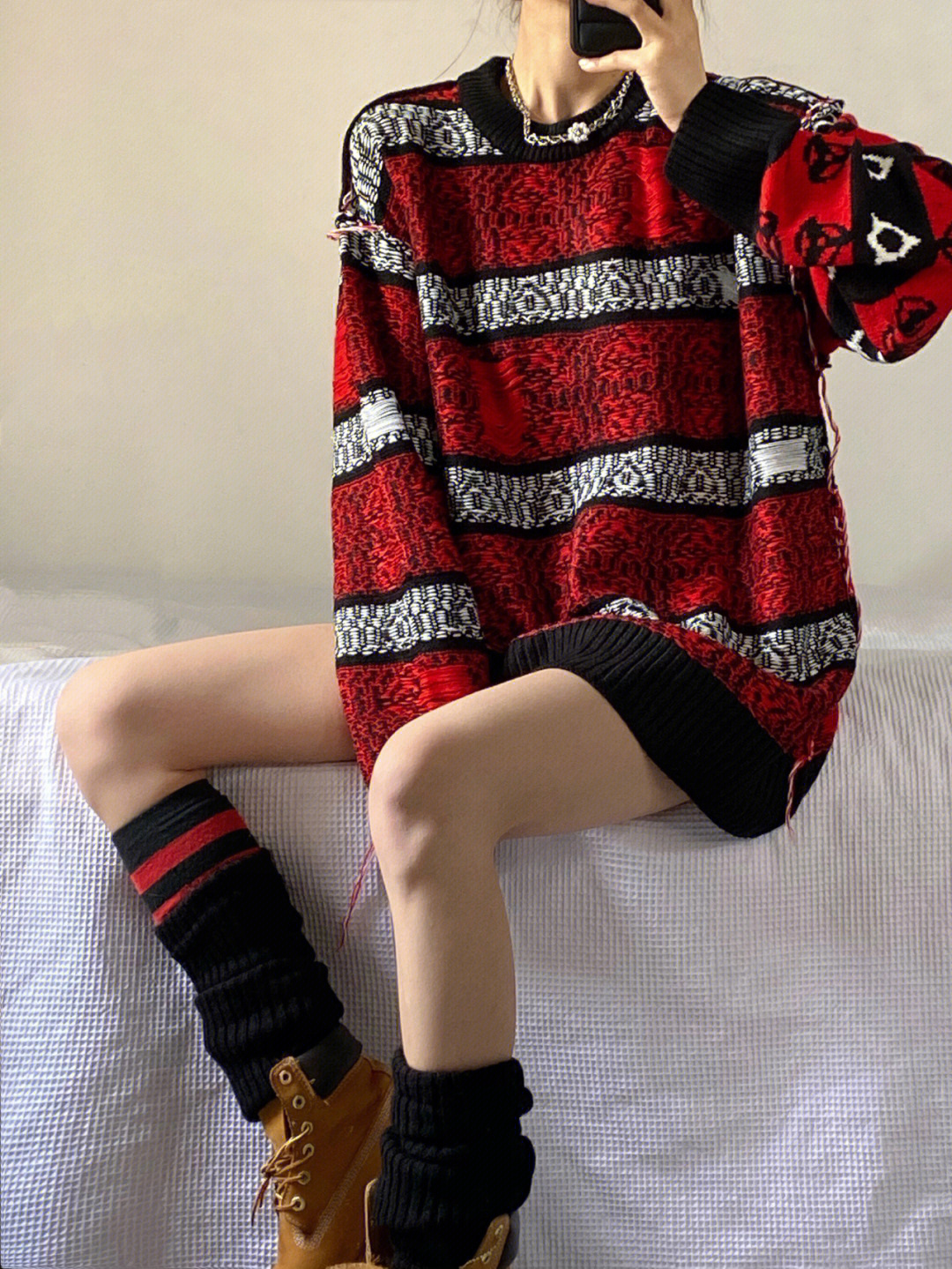 红黑搭配毛衣编织图片