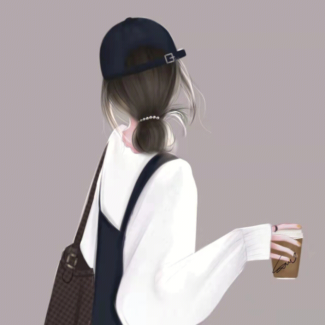 喝奶茶的女生头像背影图片