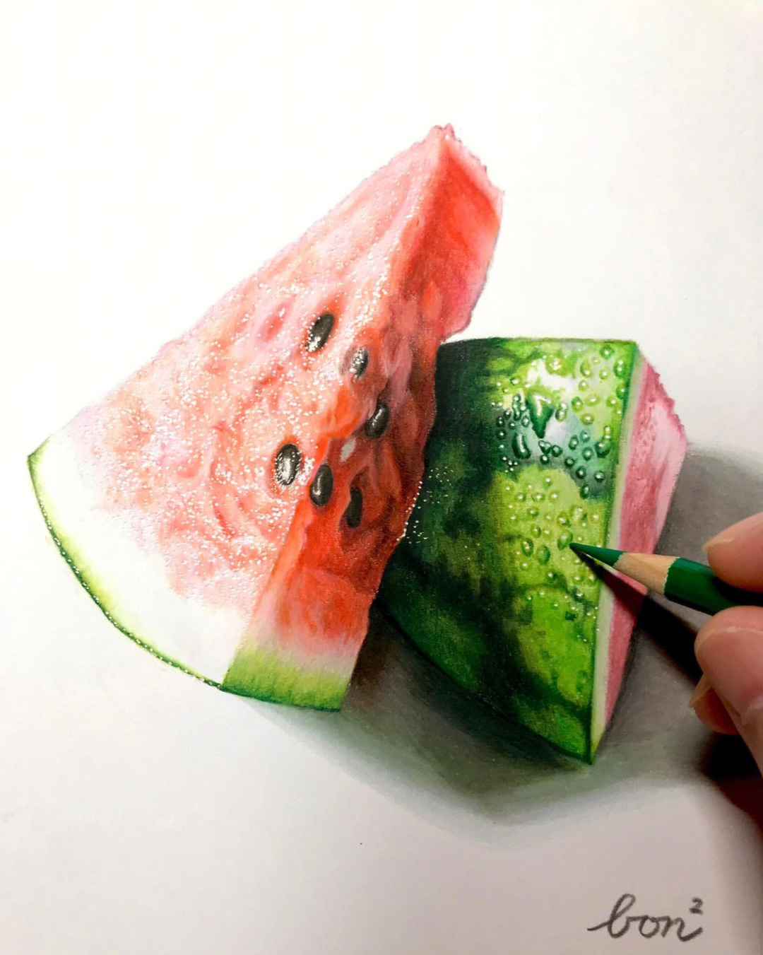 彩铅西瓜的画法步骤图片