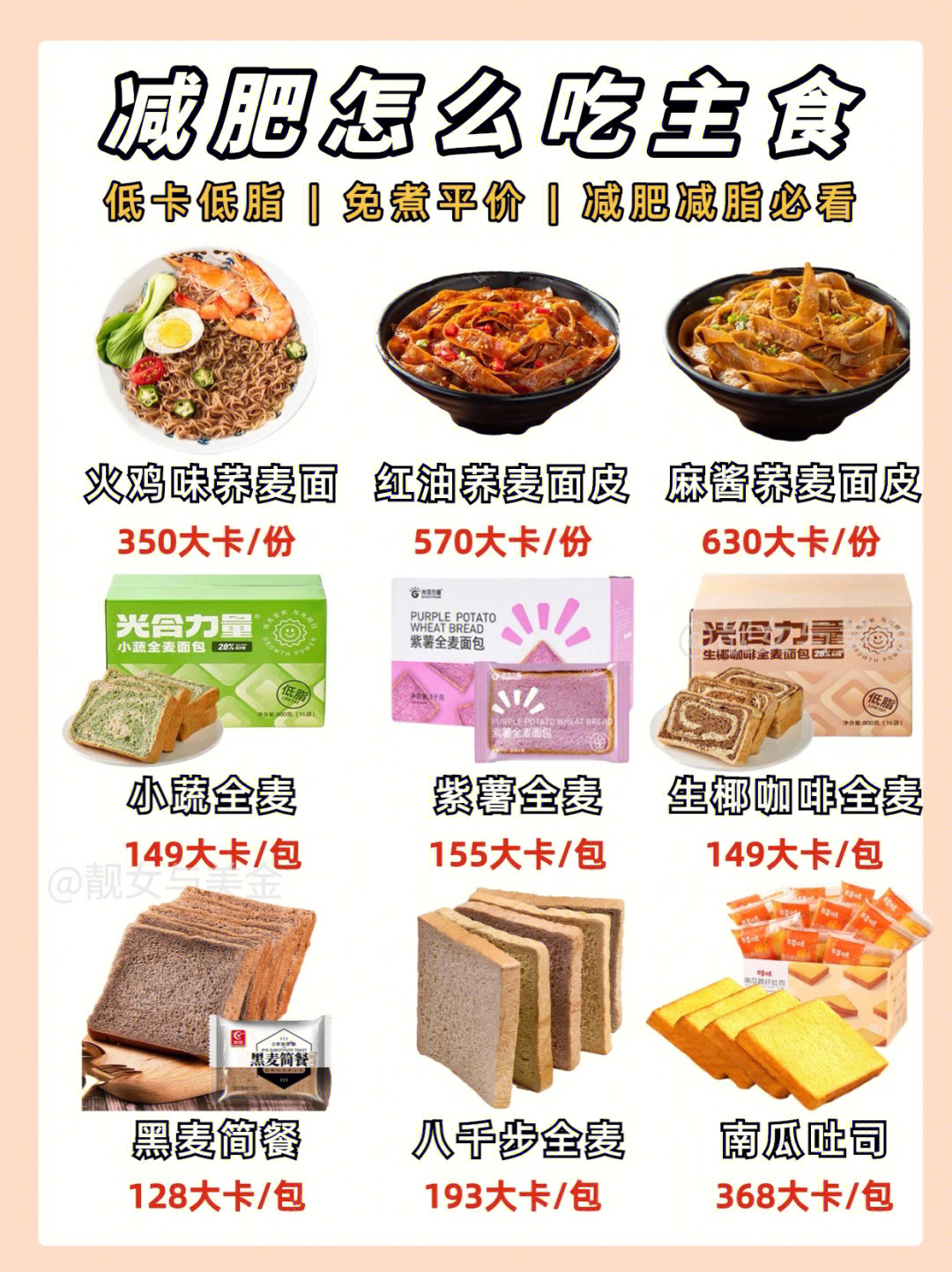 低热量主食一览表图片