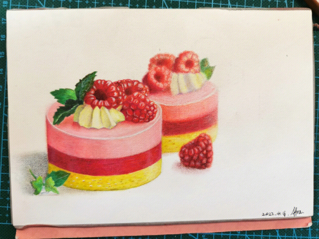 生日蛋糕彩铅画步骤图图片
