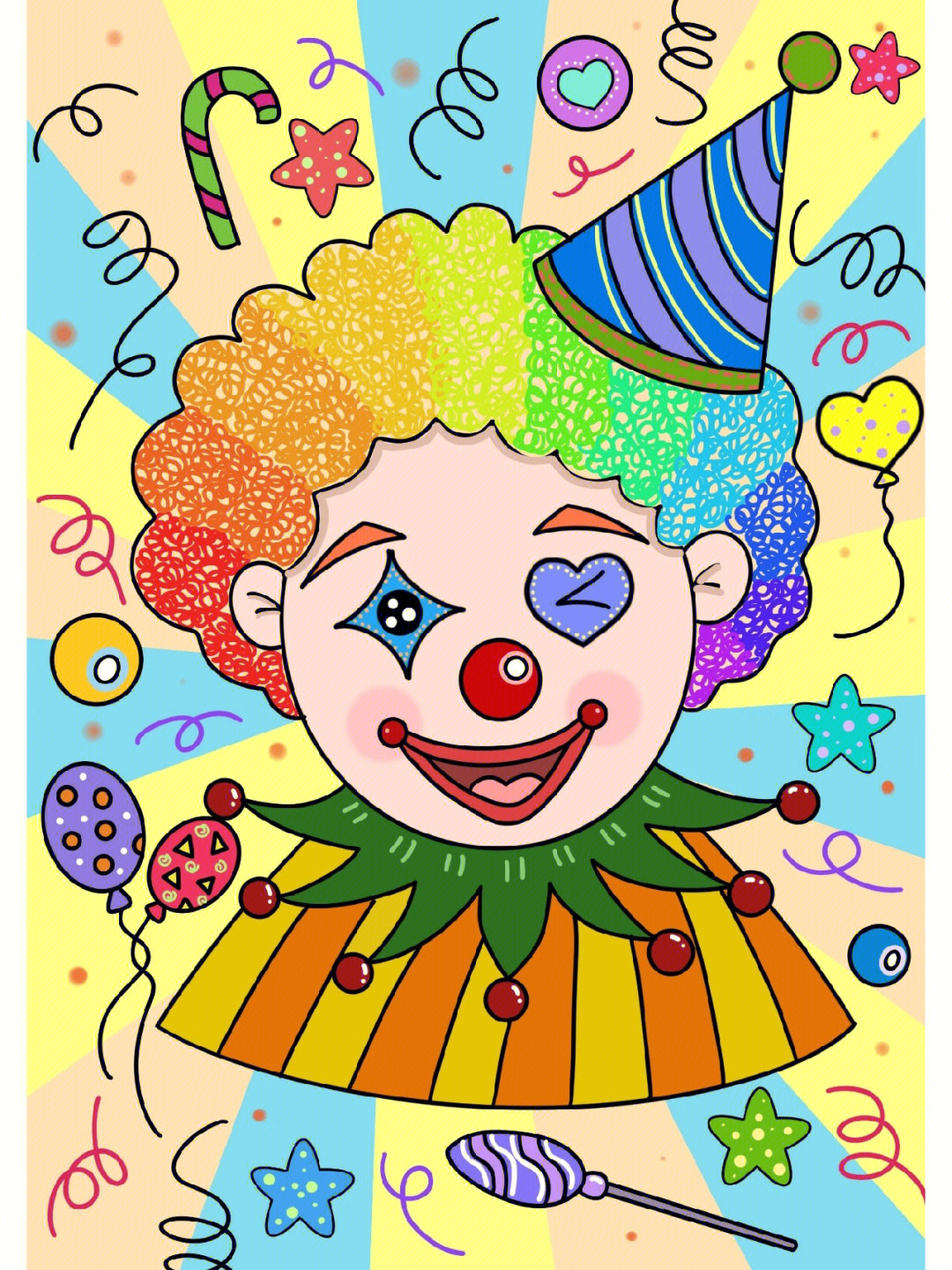 儿童画爱笑的小丑儿童创意美术