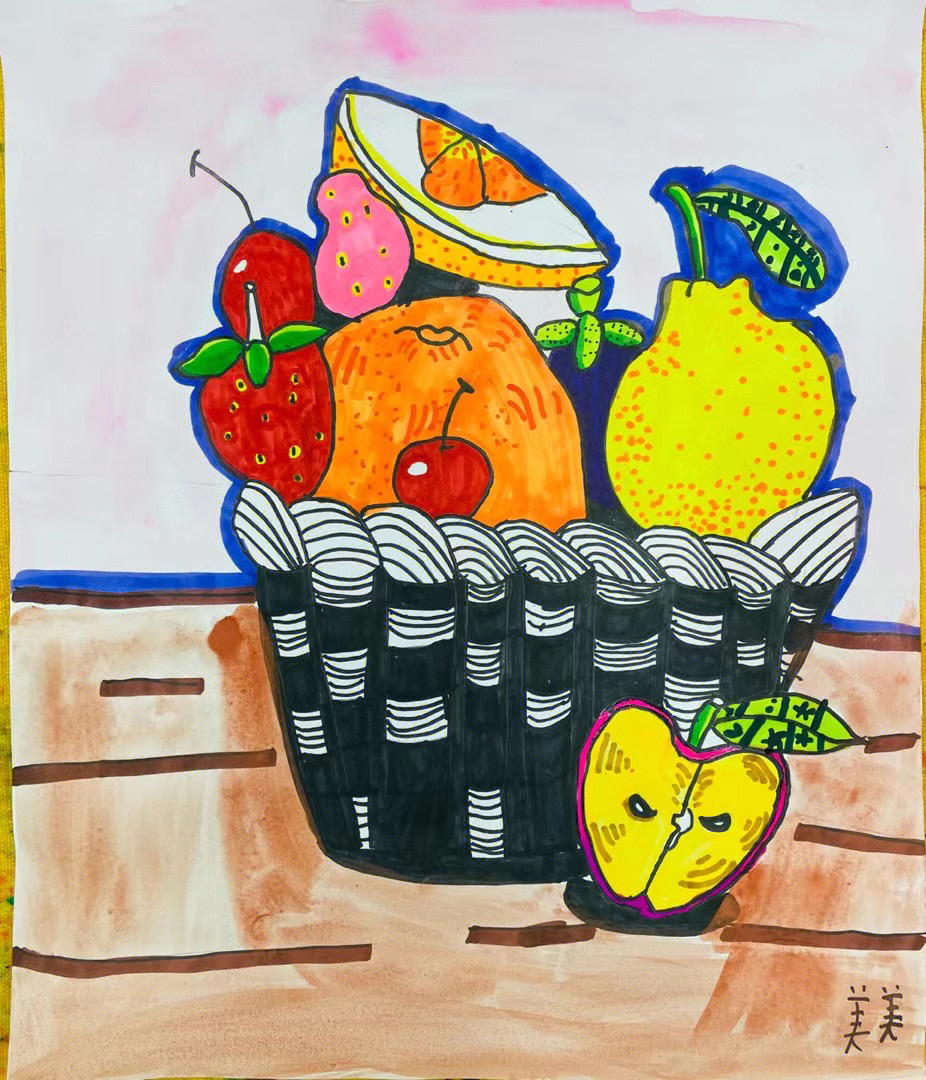 水果组合线描画作品图片