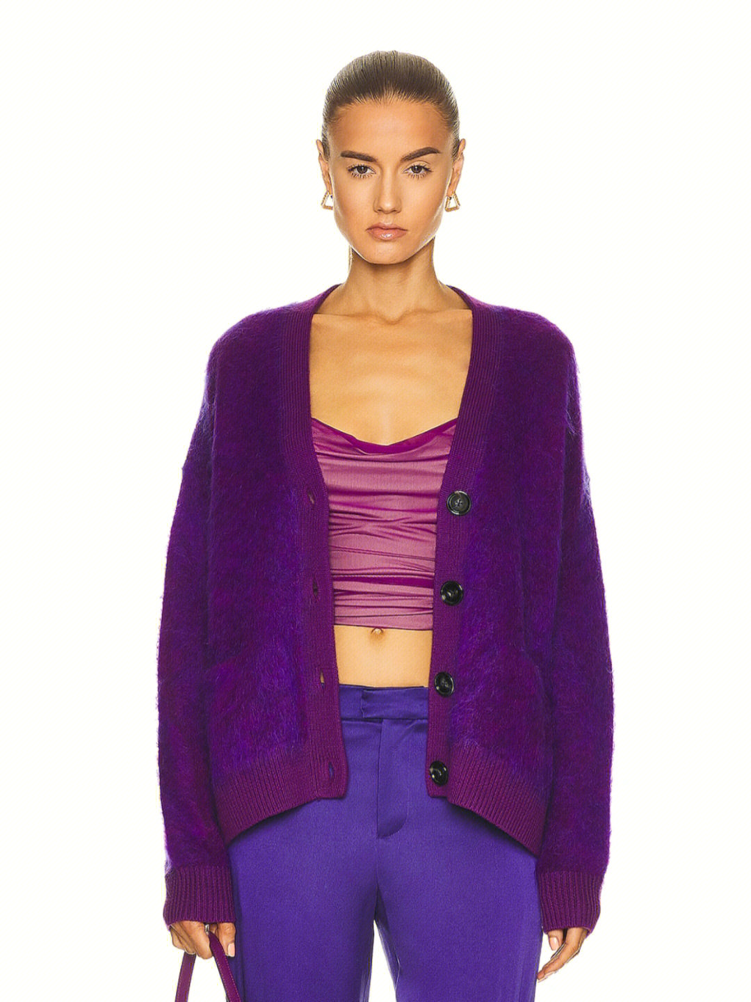 acne studios最经典马海毛开衫外套新款紫色神秘梦幻!