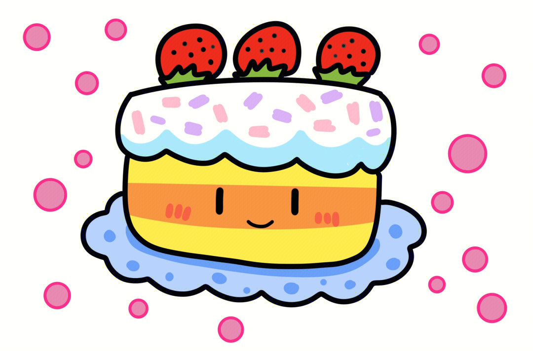 草莓蛋糕简笔画步骤图片