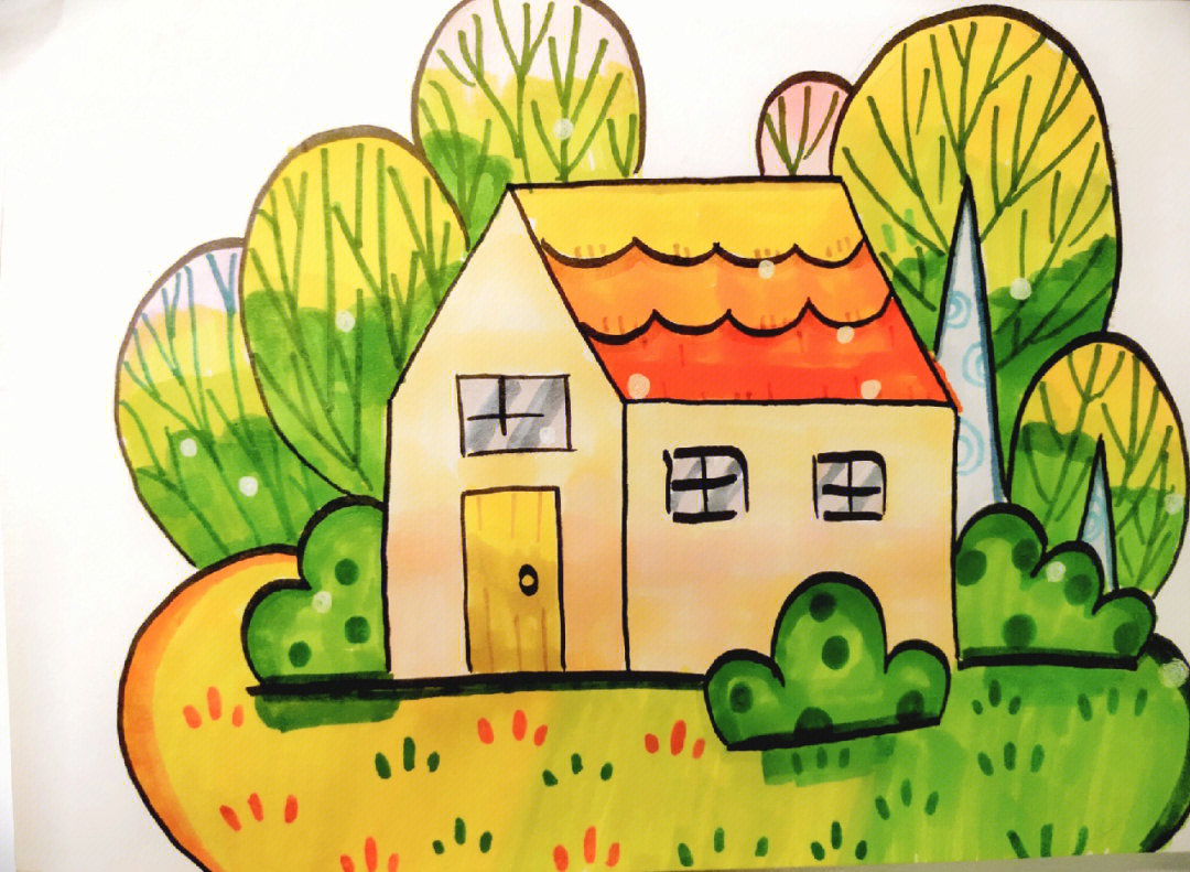 简单的画画儿童房子图片