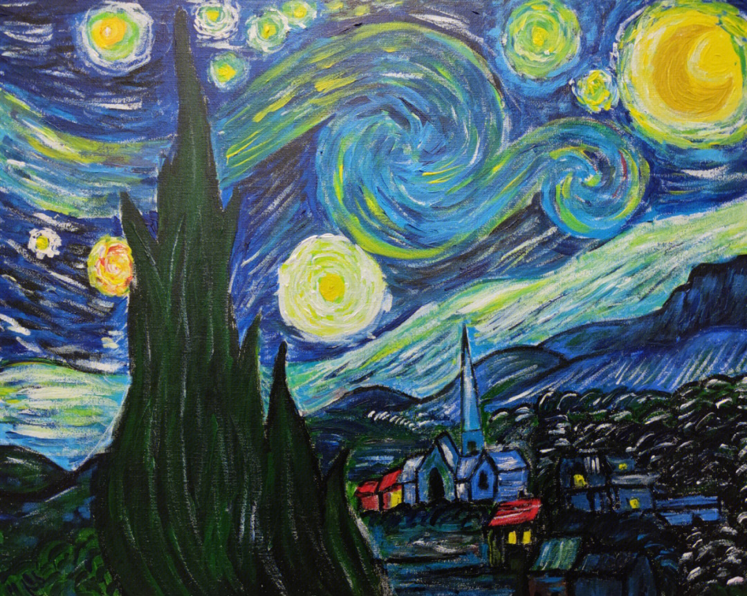 星月夜的作画背景图片