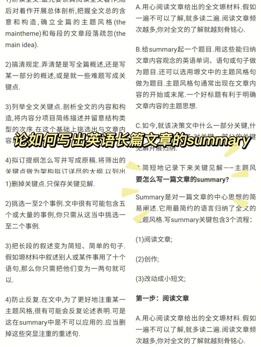 自己完全不会写英语阅读课留的summary了英语阅读文章往往是长篇大论