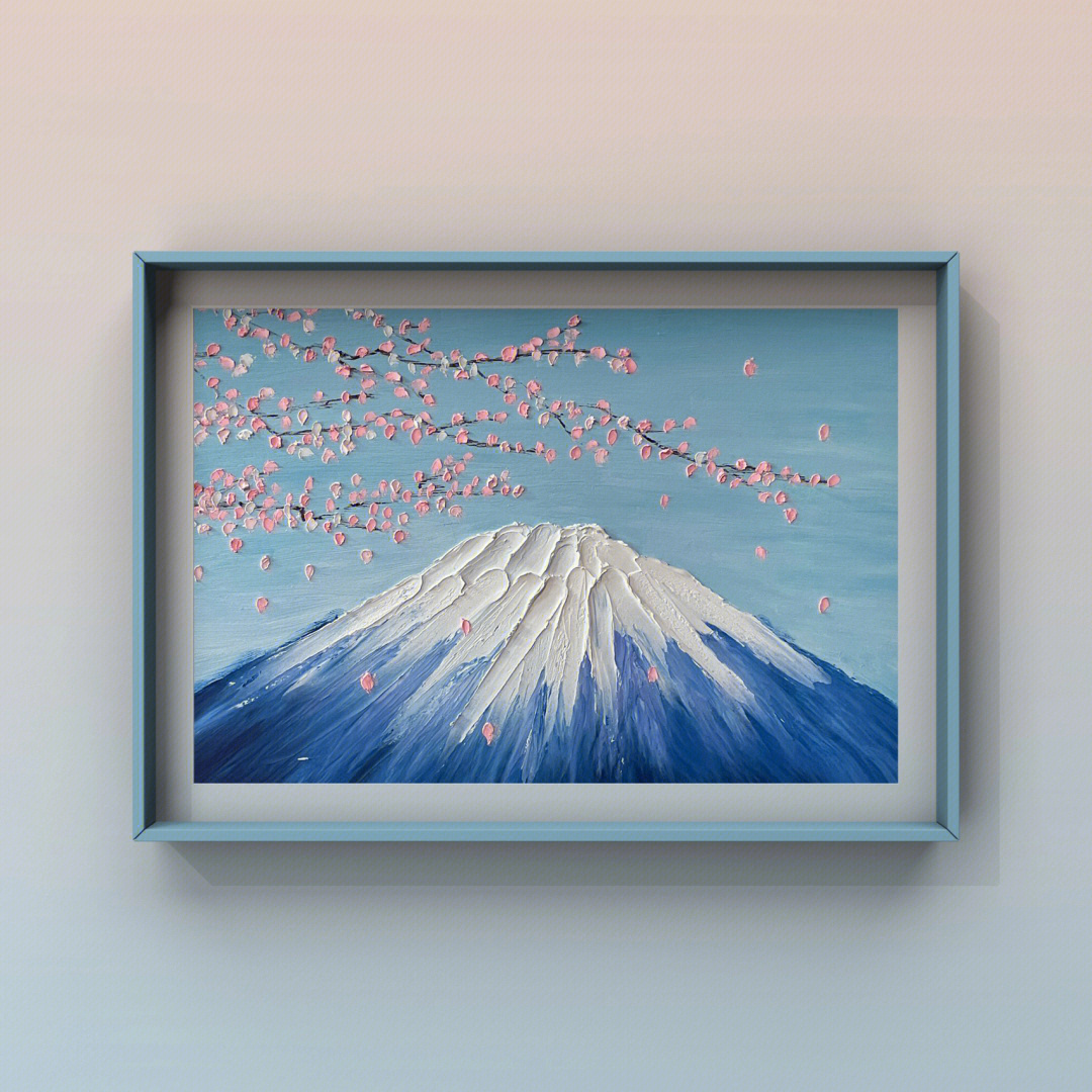 富士山下油画小组件图片