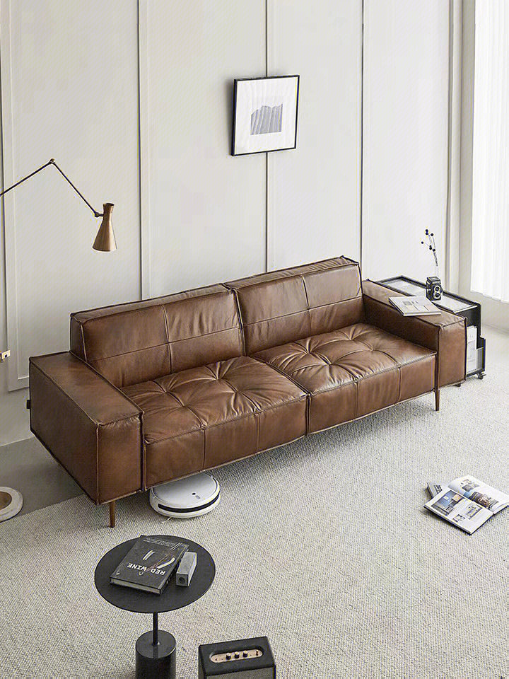分享一套简美风格全真皮三人沙发