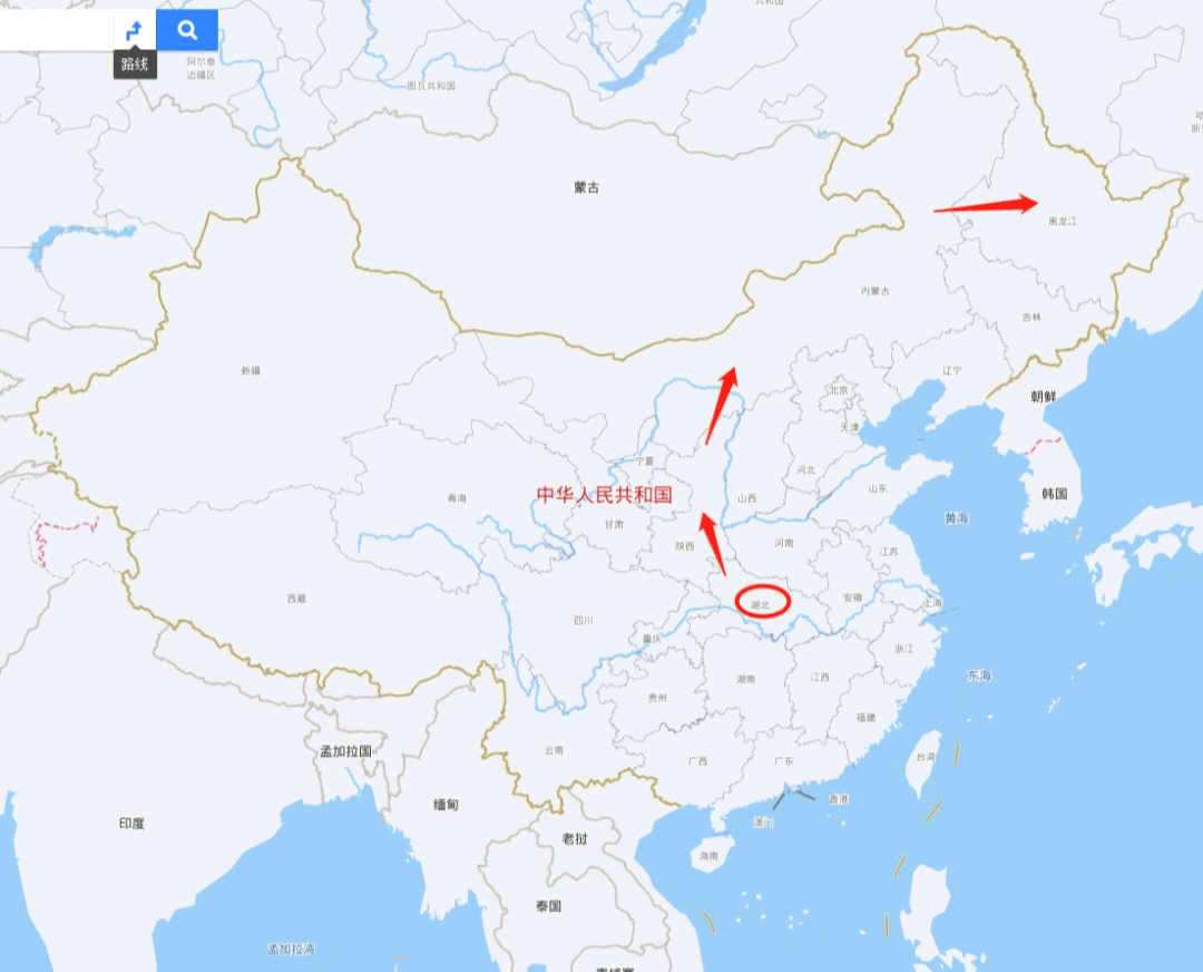 湖北到任一省份最多只隔两个省