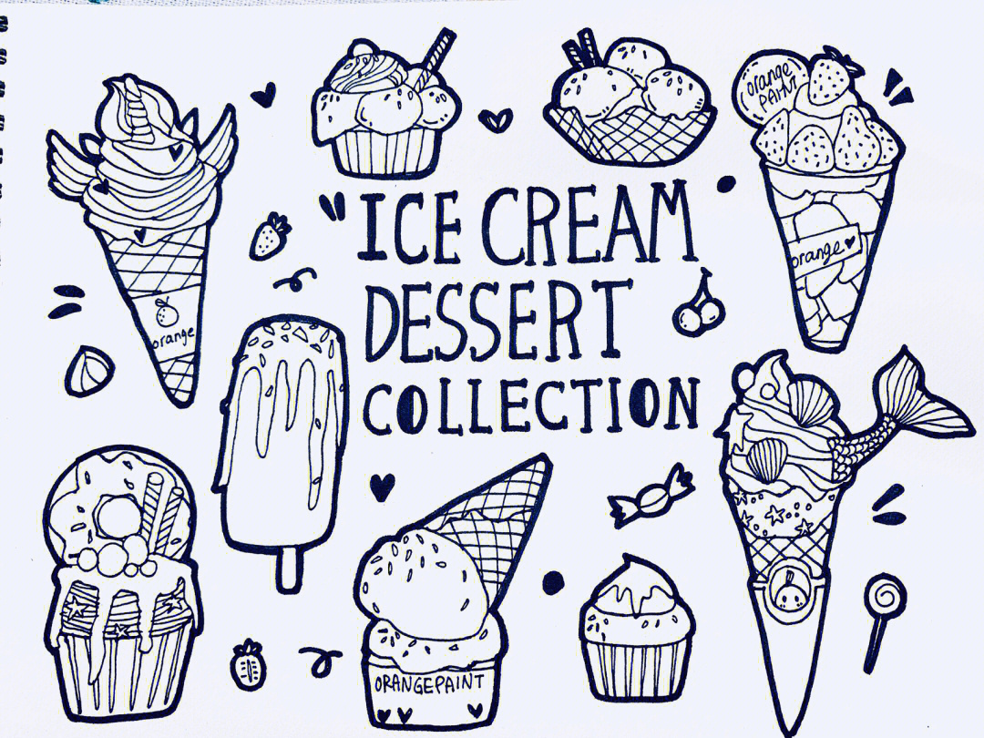 零基础手绘冰淇淋简笔画线条练习涂鸦