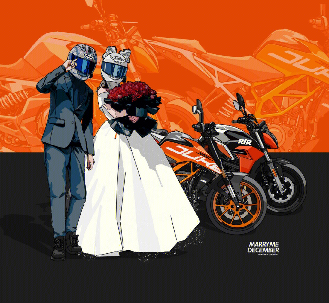 ktm#ktm390duke#机车女骑#机车手绘#春风摩托#婚礼#手绘