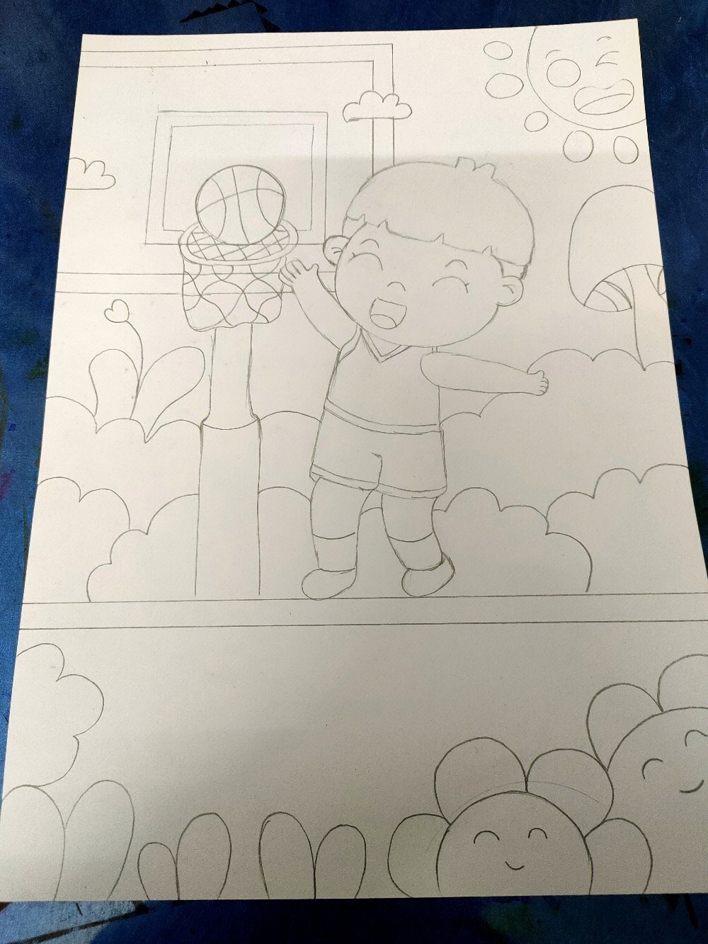 打篮球绘画作品图画图片