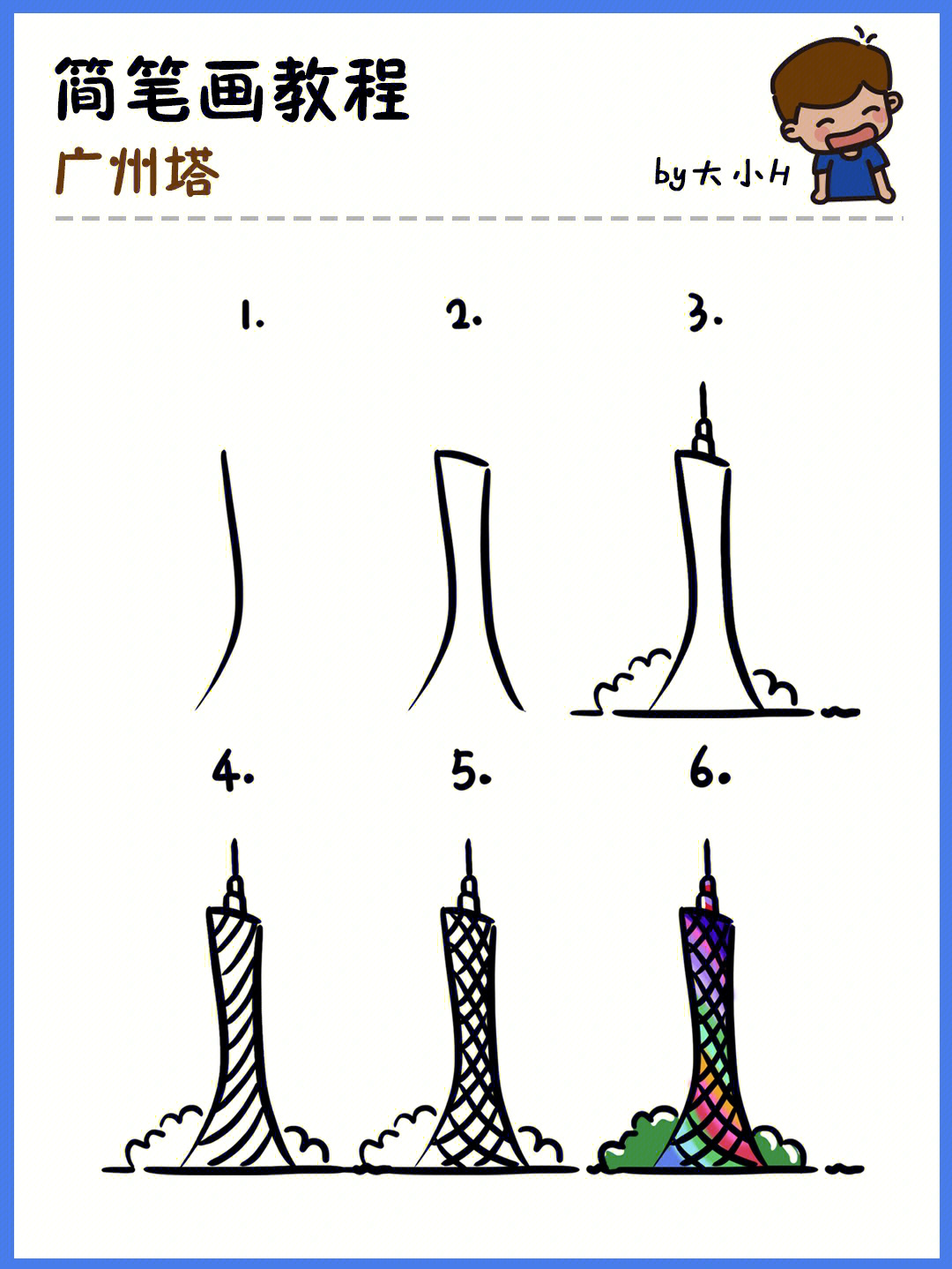 广州塔的画法铅笔画图片