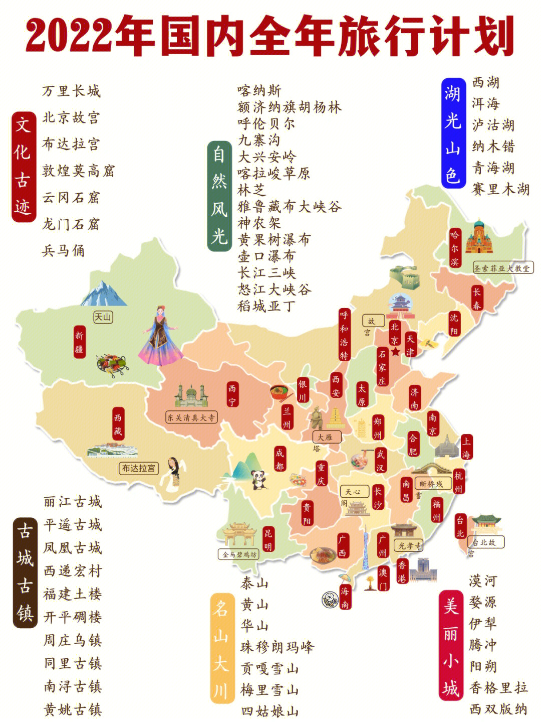 国内112月最佳旅游地推荐超全旅游地图