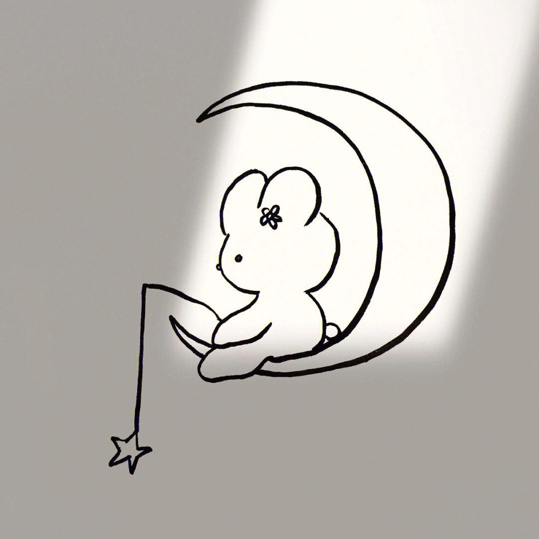兔子抱月亮图片绘画图片
