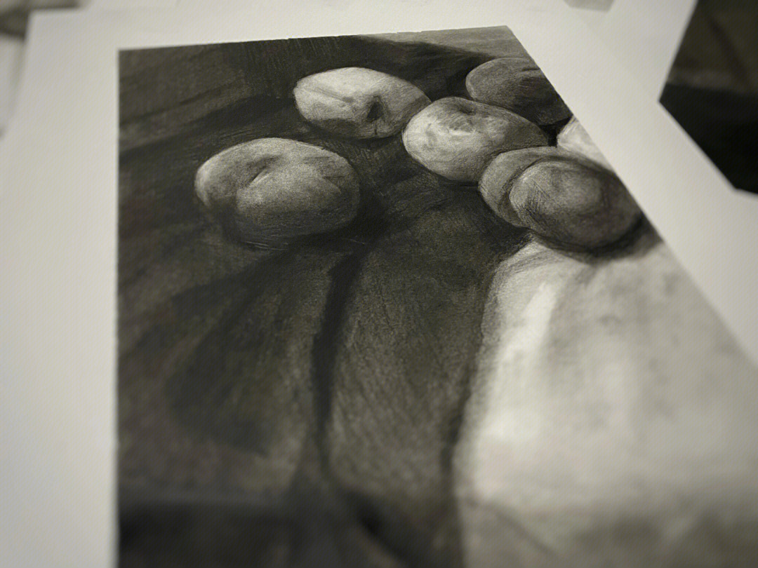 素描静物桃子的画法图片