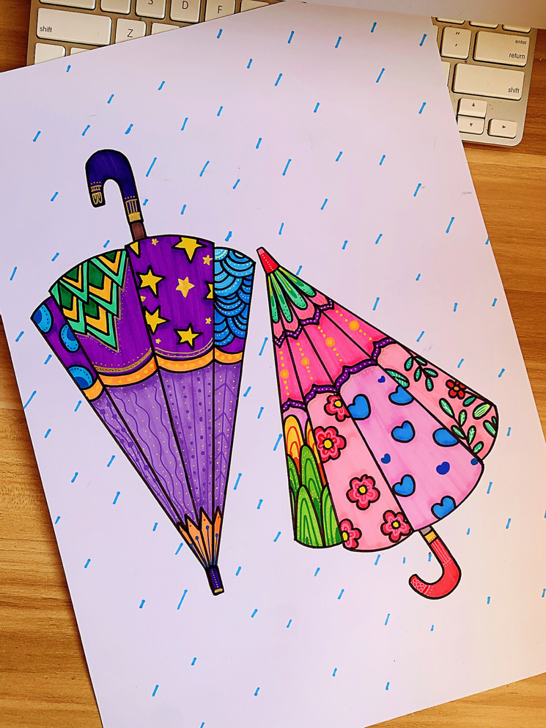儿童绘画课程教学雨伞