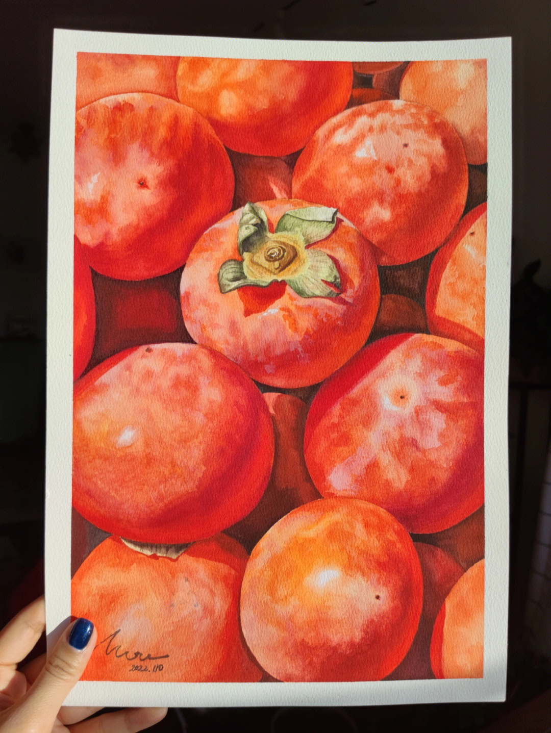 柿子水粉画作品图片