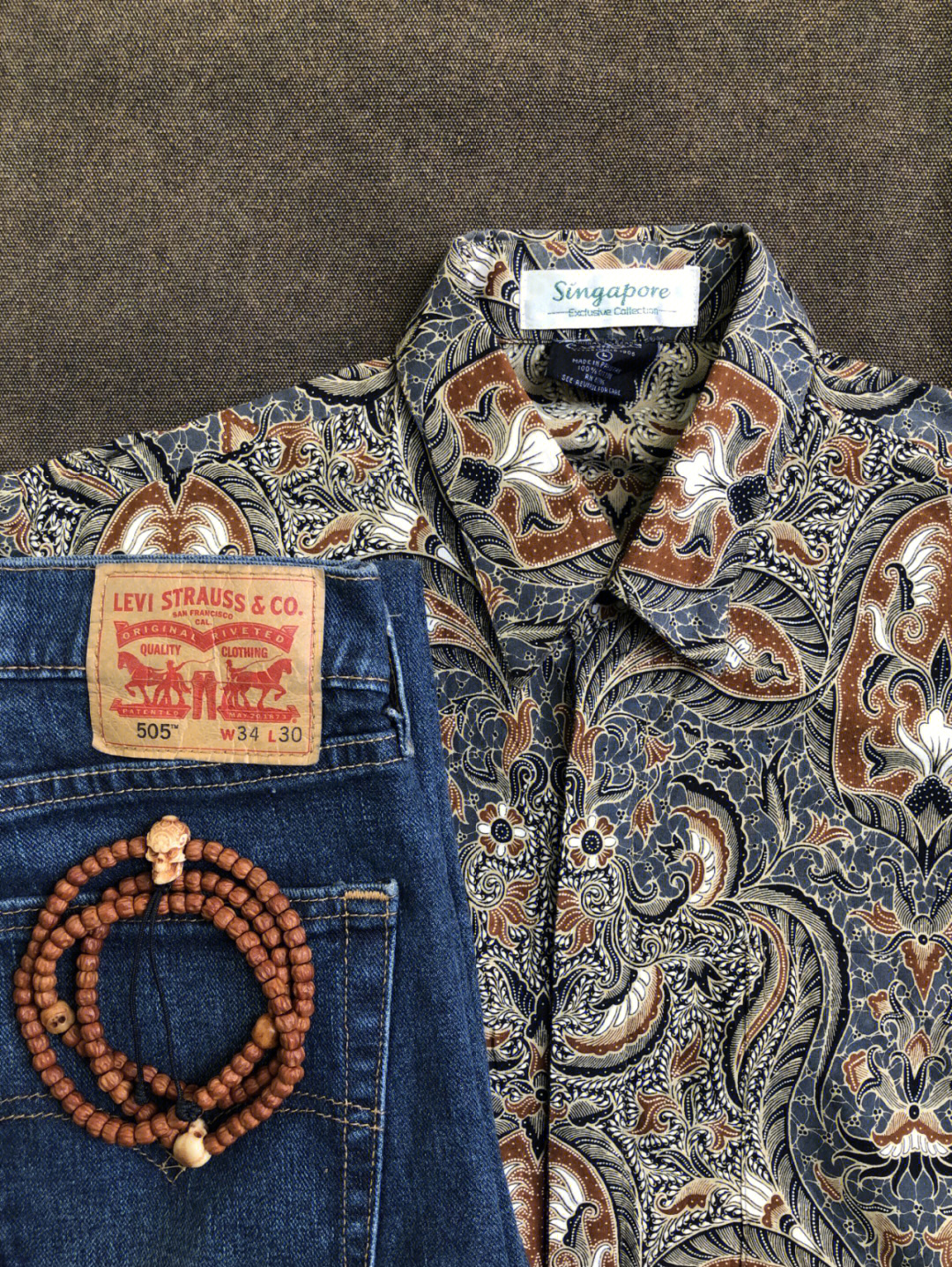 157515衬衫98:vintage花衬衫裤子90:levi's牛仔裤手串99