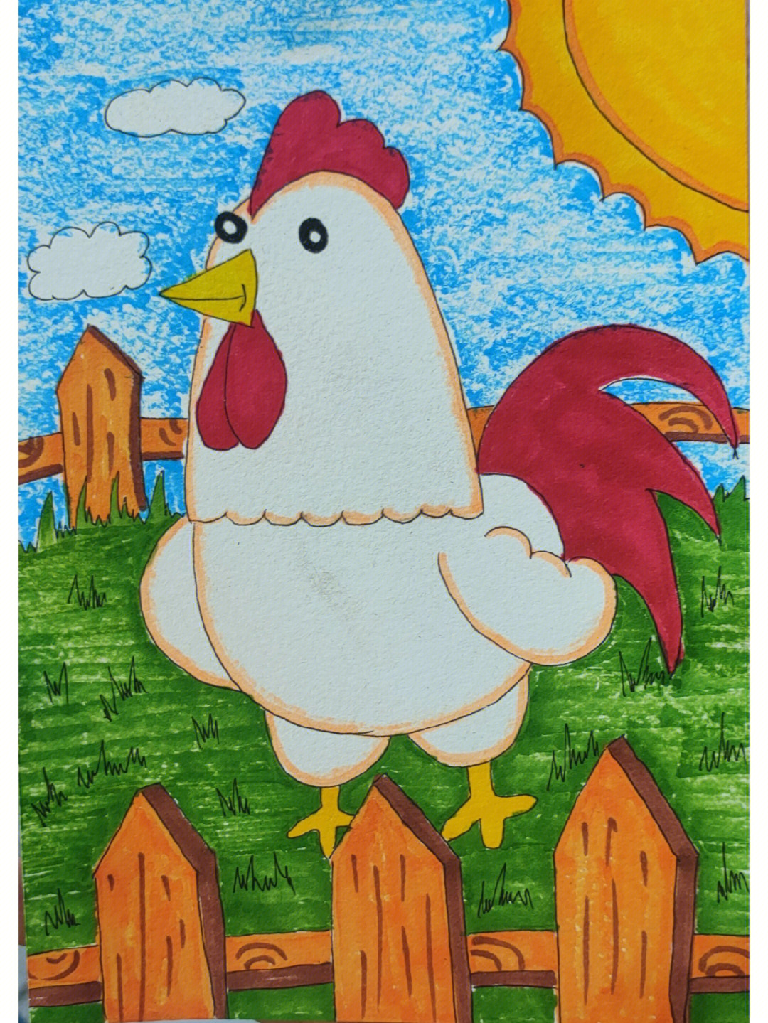 幼儿大公鸡绘画图片图片