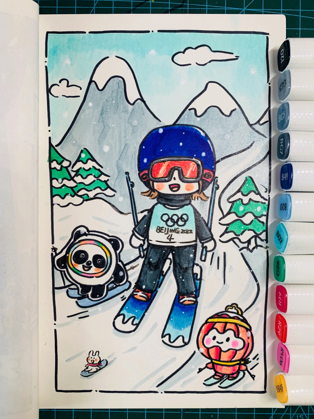滑雪动漫绘画图片
