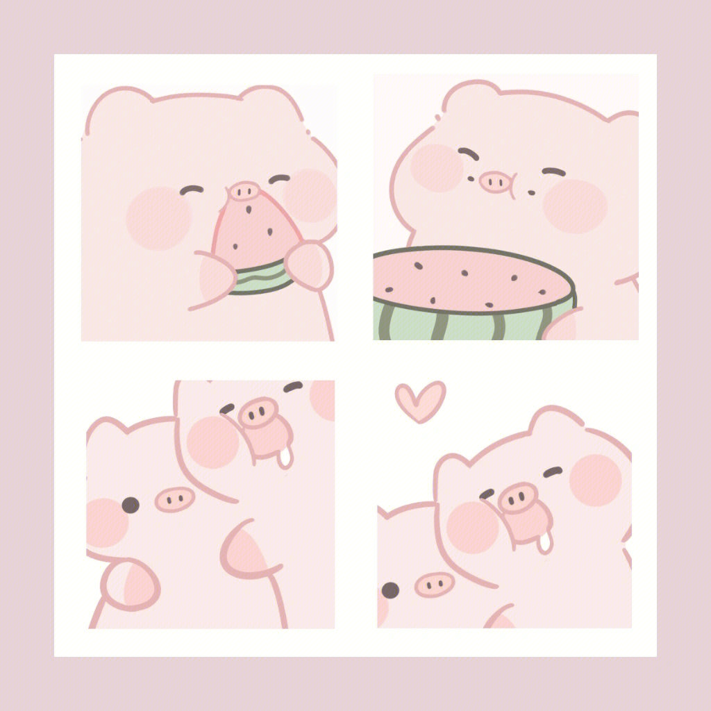 猪头像可爱一左一右图片
