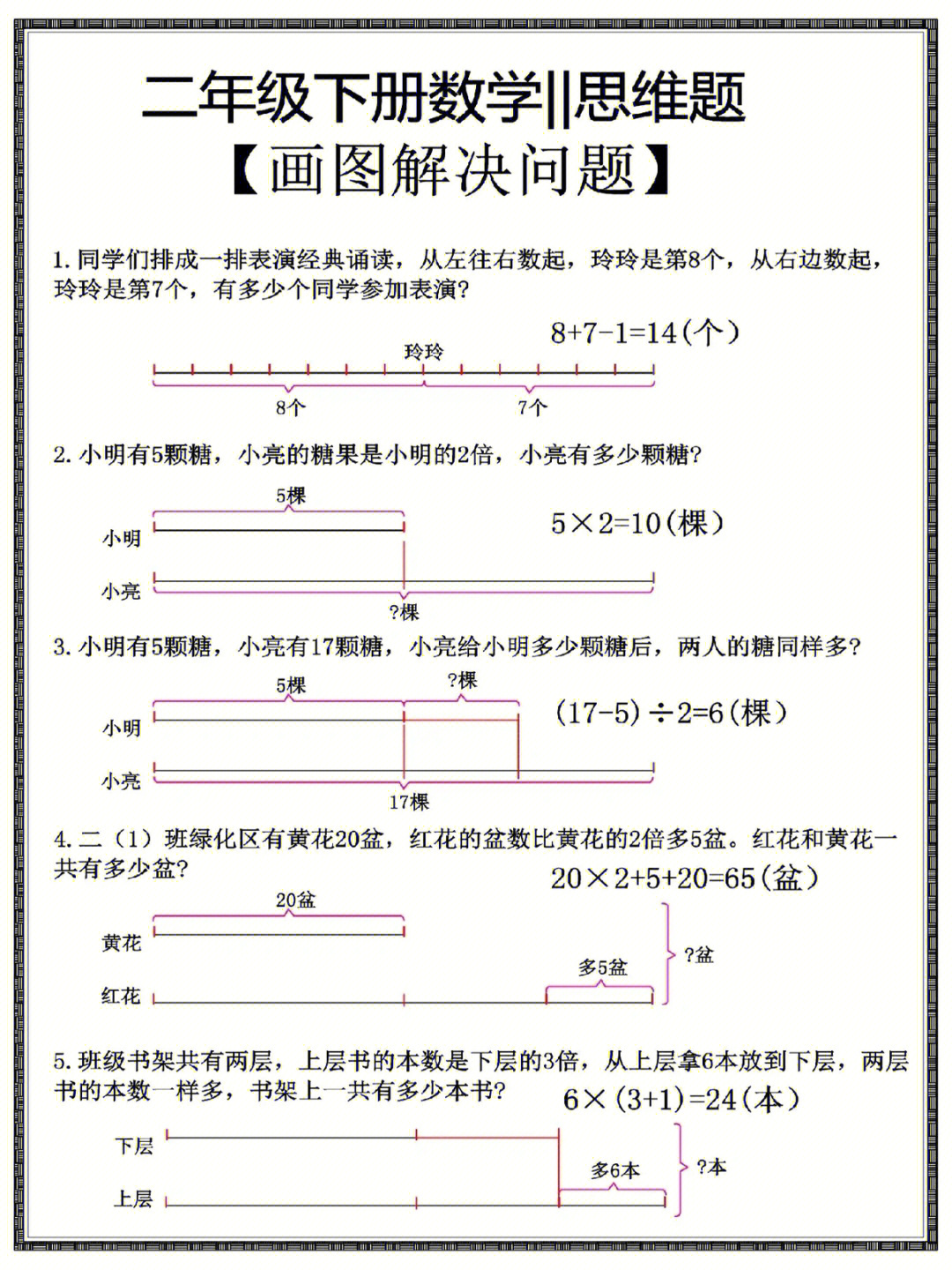 二年级下册数学思维训练题