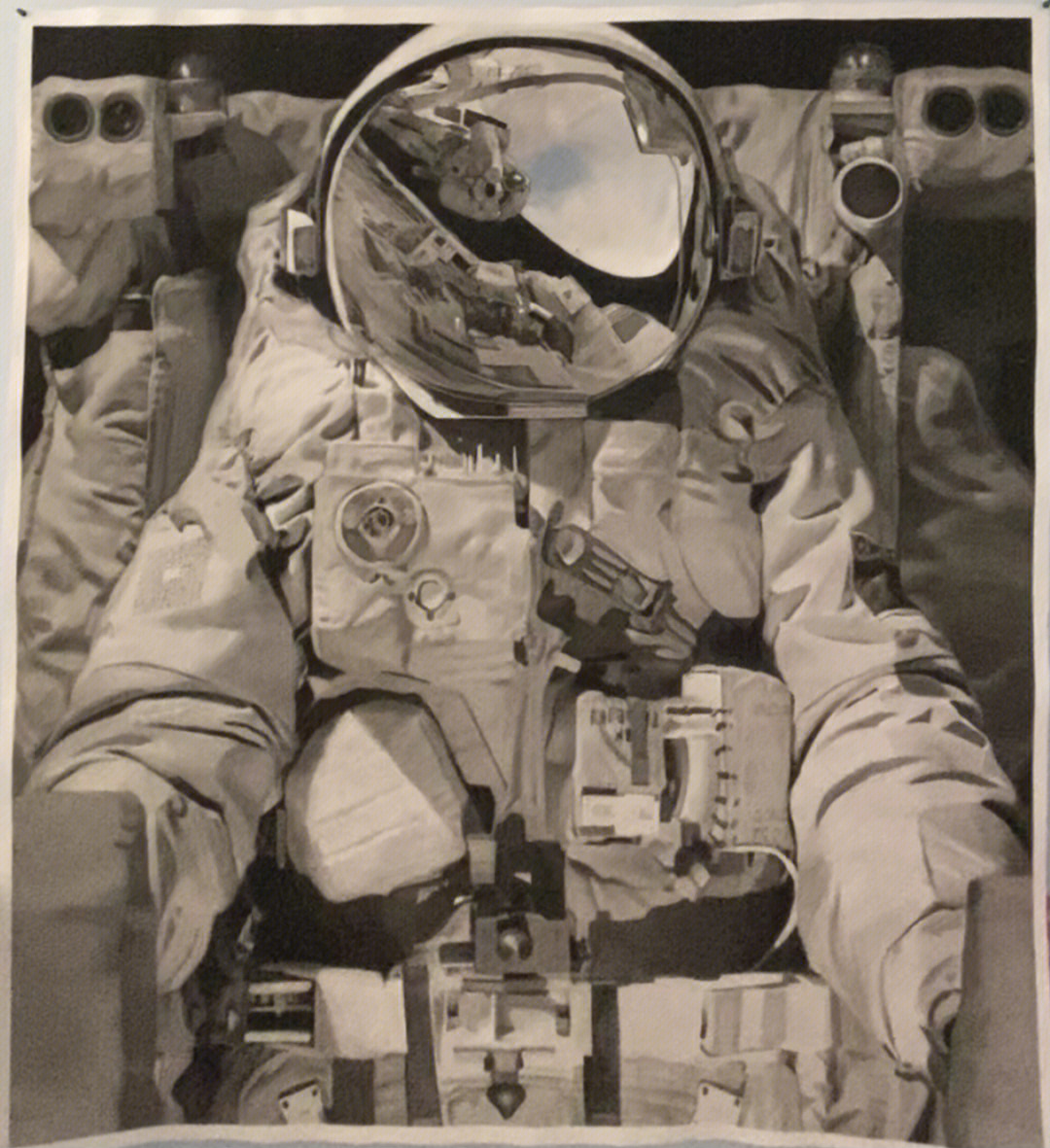 太空宇航员画素描图片