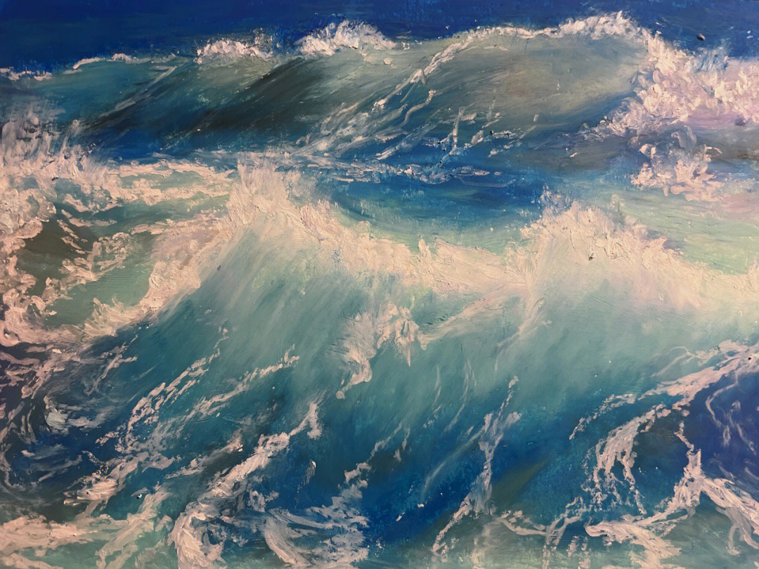 法国海浪油画图片