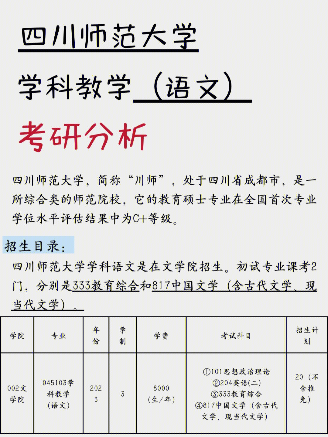 四川师范大学✅学科语文考研分析