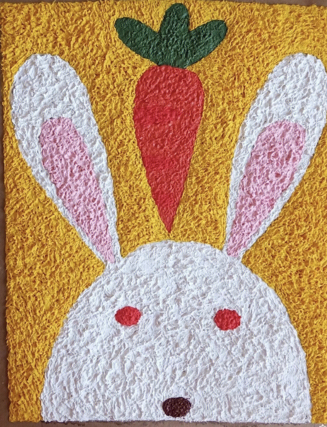 纸浆画小白兔
