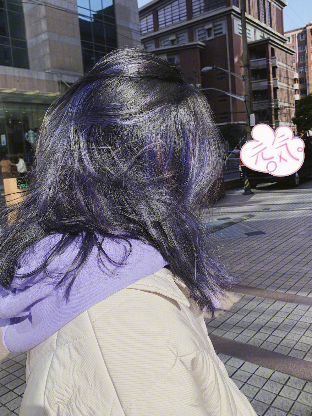 99发色:底色自然黑 挑染蓝紫色青岛染发 法式挑染 青岛接发 混血