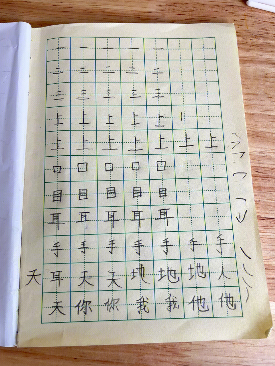 一年级的小朋友写的字