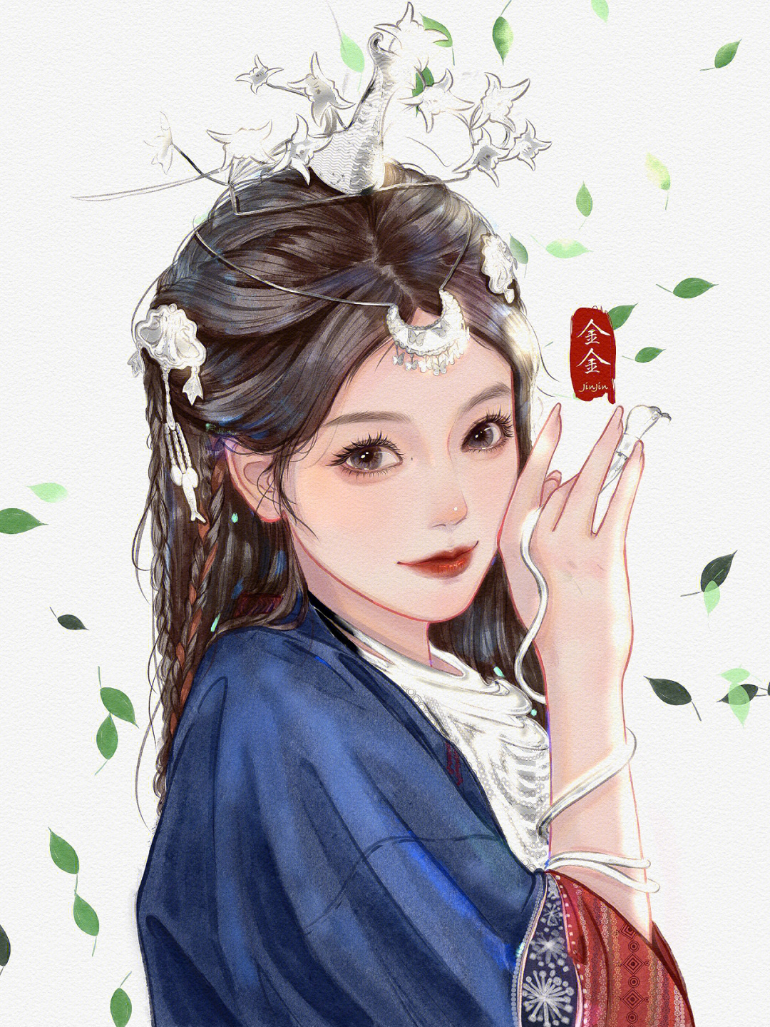 苗疆少女procreate手绘水彩风女生头像