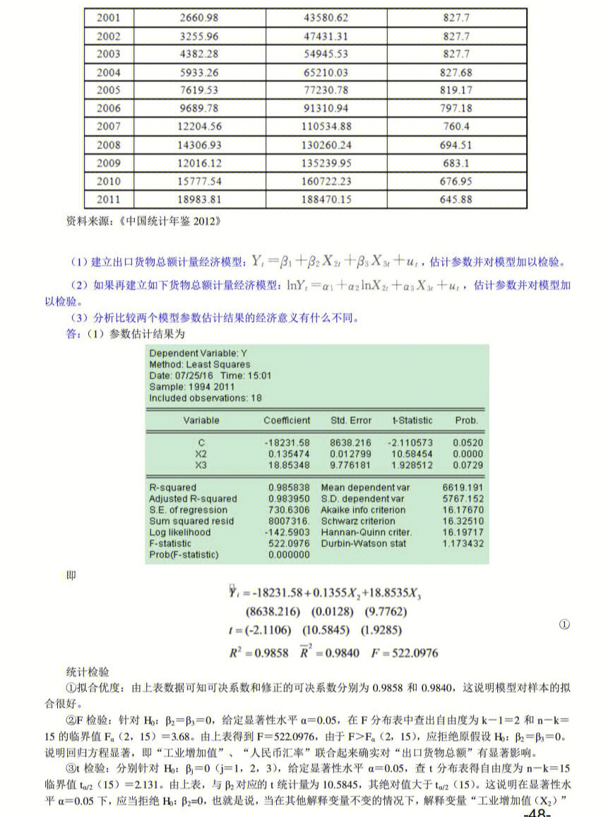 这里是庞浩计量经济学多远线性回归模型课后习题和笔记p48―p56